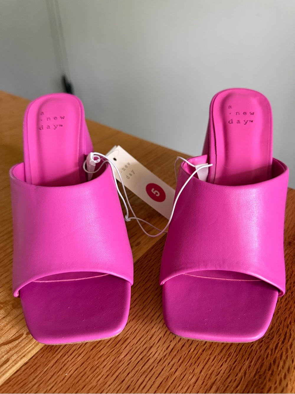 a new day Hot Pink Square-Toe Slide Mule sandals